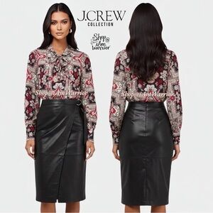J.Crew Collection silk floral tapestry tie neck blouse *Shop@iAmWarrior